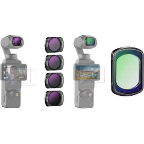 NEEWER Magnetic ND/PL Filter Set Compatible with DJI Osmo Pocket 3 Creator Combo Accessories, Action Camera 4 Pack ND8/PL ND16/PL ND32/PL ND64/PL Filters Kit, Star Filter Included