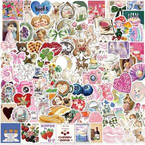 100 Pcs Aesthetic Stickers Pack,Vinyl Waterproof Cute Y2k Decals Suitable for Water Bottle Laptops Journaling Scrapbooking, Suitable for Kids Teens Adults Girls Boys Coquette Stickers