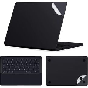 IMMOENUC 3-in-1 Laptop Sticker Skin for 2024 2023 MacBook Pro 14 M4 M3 Pro/Max 14 inch Solid Colour Laptop Cover Top+Bottom Cover+Full Tray Sticker Compatible with 2021 Pro 14 (M2,M1) Black