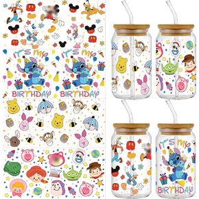 Cute Cartoon UV DTF Wrap Transfer, Kawaii Theme Wraps, Waterproof Decal, Christmas Gift for Kids, Teens, Adults (G)