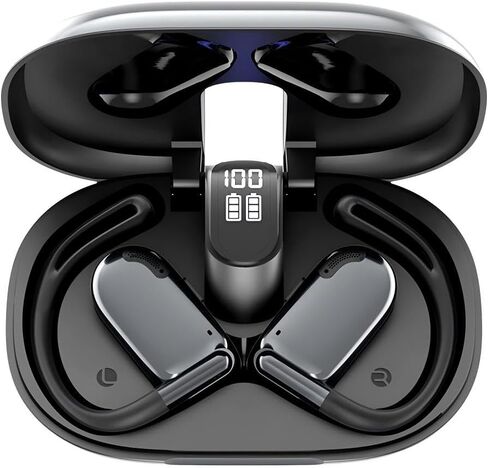Open Ear Headphones, 0.28oz Lightweight Next-Gen Bluetooth 5.4 Air Conduction Wireless Earbuds w/Extra Bass, 48H Playtime, 3 EQ Modes, ENC Mic, IPX5, Snug Fit for Workout Running Black in Saudi Arabia