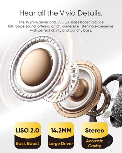 Open Ear Headphones, 0.28oz Lightweight Next-Gen Bluetooth 5.4 Air Conduction Wireless Earbuds w/Extra Bass, 48H Playtime, 3 EQ Modes, ENC Mic, IPX5, Snug Fit for Workout Running Black in Saudi Arabia