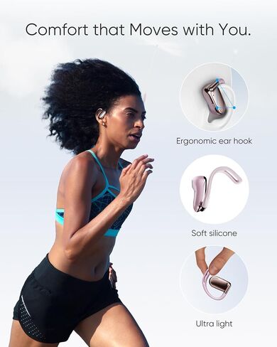 Open Ear Headphones, 0.28oz Lightweight Next-Gen Bluetooth 5.4 Air Conduction Wireless Earbuds w/Extra Bass, 48H Playtime, 3 EQ Modes, ENC Mic, IPX5, Snug Fit for Workout Running Black in Saudi Arabia