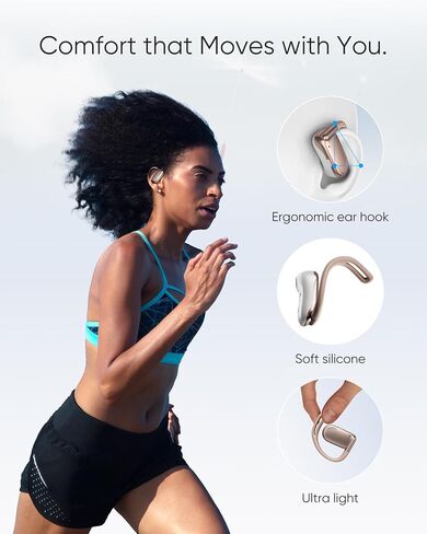 Open Ear Headphones, 0.28oz Lightweight Next-Gen Bluetooth 5.4 Air Conduction Wireless Earbuds w/Extra Bass, 48H Playtime, 3 EQ Modes, ENC Mic, IPX5, Snug Fit for Workout Running Black in Saudi Arabia
