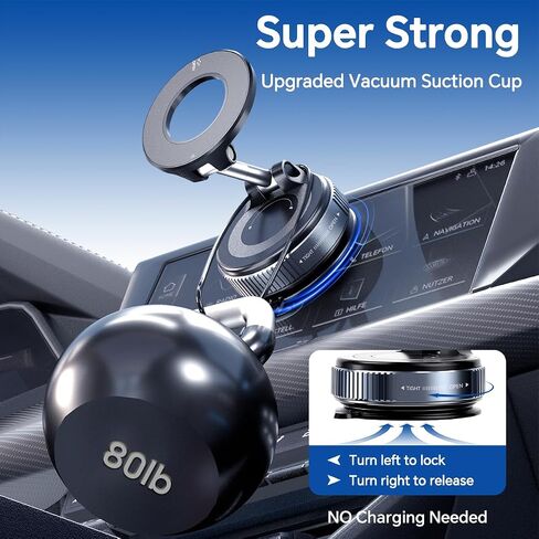 Vacuum Suction Cup Magnetic Phone Holder, Upgraded 360° Adjustable Magnetic Suction Cup Phone Mount for Car/Gym/Mirror/Smooth Surface, for iPhone, Android Smartphones(Black) in Saudi Arabia