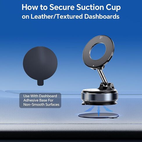 Vacuum Suction Cup Magnetic Phone Holder, Upgraded 360° Adjustable Magnetic Suction Cup Phone Mount for Car/Gym/Mirror/Smooth Surface, for iPhone, Android Smartphones(Black) in Saudi Arabia