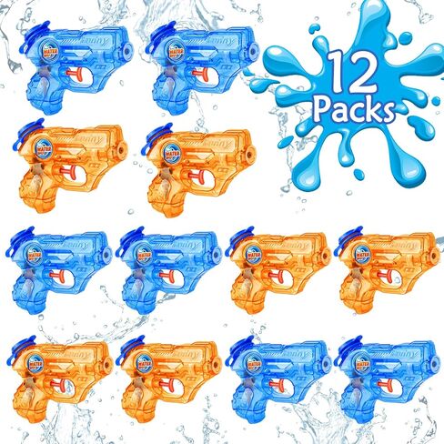 Mini Water Gun for Kids Toddler: 2 Pack Water Guns Soaker Squirts Blasters with Trigger for Boys Girls Summer Outdoor Swimming Pool Water Fighting Toys, Blue Orange in Saudi Arabia