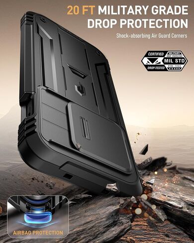 Poetic Revolution Case for OnePlus 13R 5G, [Slide Camera Cover], Built-in Screen Protector [Work with Fingerprint ID], [2 Front Frame] Full Body Rugged Shockproof Case with Kickstand, Black in Saudi Arabia