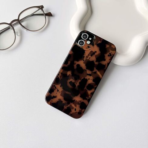 Nititop متوافق مع iPhone 14 Plus / 15 Plus Case لطيف النمر الأنيق طباعة بني العنبر تصميم السلحفاة الجمالية للنساء الرجال لينة TPU الغطاء الوقائي in Kuwait