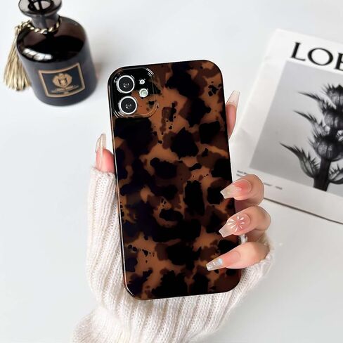 Nititop متوافق مع iPhone 14 Plus / 15 Plus Case لطيف النمر الأنيق طباعة بني العنبر تصميم السلحفاة الجمالية للنساء الرجال لينة TPU الغطاء الوقائي in Kuwait