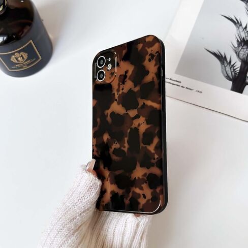 Nititop متوافق مع iPhone 14 Plus / 15 Plus Case لطيف النمر الأنيق طباعة بني العنبر تصميم السلحفاة الجمالية للنساء الرجال لينة TPU الغطاء الوقائي in Kuwait