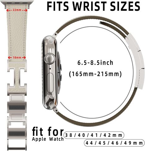 Designer Genuine Leather Band Compatible with Apple Watch Ultra/SE/Series 10/9/8/7/6/5/4/3/2/1 (49mm-38mm), Magnetic Buckle Replacement Strap for Men & Women in Kuwait