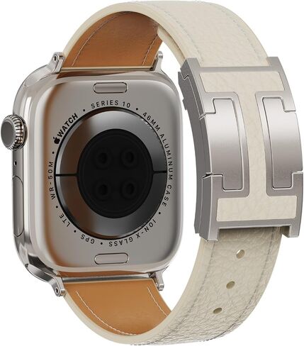 Designer Genuine Leather Band Compatible with Apple Watch Ultra/SE/Series 10/9/8/7/6/5/4/3/2/1 (49mm-38mm), Magnetic Buckle Replacement Strap for Men & Women in Kuwait