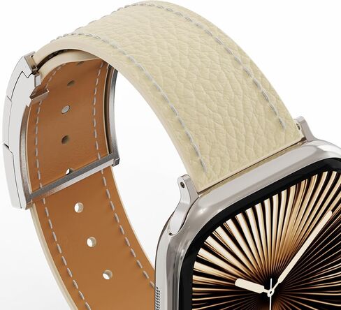 Designer Genuine Leather Band Compatible with Apple Watch Ultra/SE/Series 10/9/8/7/6/5/4/3/2/1 (49mm-38mm), Magnetic Buckle Replacement Strap for Men & Women in Kuwait