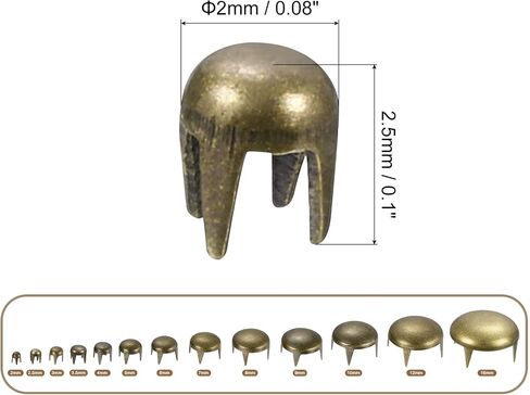 uxcell 160Pcs Bronze Round Dome Rivets, 7mm Brass Spike Studs Spots Punk Rock Nailheads Claw Beads for DIY Clothes Belt Bag Shoes Bracelet Leather Craft in Saudi Arabia