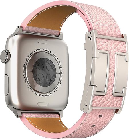 Designer Genuine Leather Band Compatible with Apple Watch Ultra/SE/Series 10/9/8/7/6/5/4/3/2/1 (49mm-38mm), Magnetic Buckle Replacement Strap for Men & Women in Kuwait