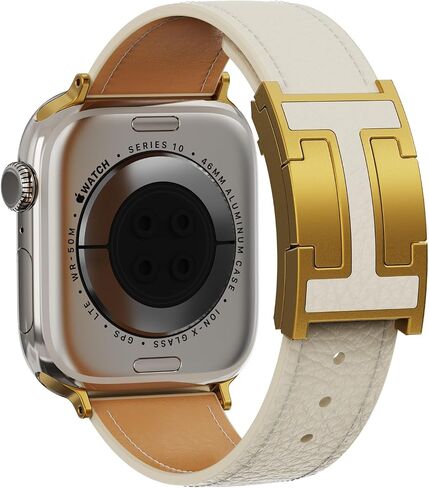 مصمم فرقة جلدية أصلية متوافقة مع Apple Watch Ultra/SE/Series 10/9/8/7/6/5/4/3/2/1 (49mm-38mm) ، حزام بديل للمشبك المغناطيسي للرجال والنساء in Kuwait