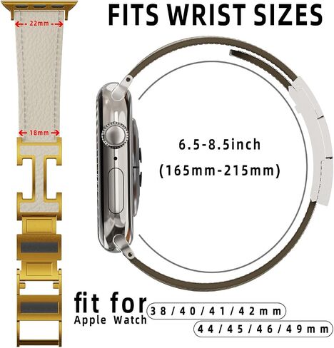 مصمم فرقة جلدية أصلية متوافقة مع Apple Watch Ultra/SE/Series 10/9/8/7/6/5/4/3/2/1 (49mm-38mm) ، حزام بديل للمشبك المغناطيسي للرجال والنساء in Kuwait