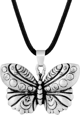 HAQUIL Crescent Moon Luna Moth Necklace, Faux Leather Cord, Moth Jewelry Gift for Women in Kuwait