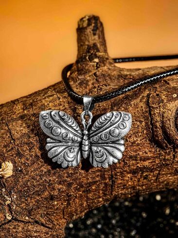 HAQUIL Crescent Moon Luna Moth Necklace, Faux Leather Cord, Moth Jewelry Gift for Women in Kuwait