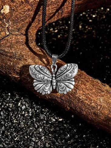 HAQUIL Crescent Moon Luna Moth Necklace, Faux Leather Cord, Moth Jewelry Gift for Women in Kuwait