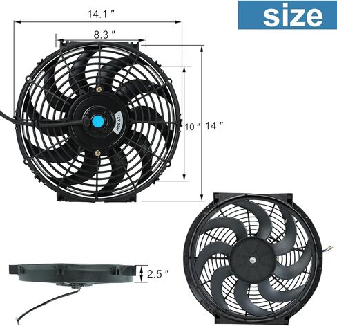 7 Inch Universal Slim Fan Push Pull Electric Radiator Cooling Fan 12V 80W with Mount Kit in Kuwait