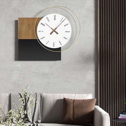 ساعة حائط حديثة لغرفة المعيشة مقاس 31 × 11 بوصة ساعات مطبخ كبيرة، ساعة حائط خشبية تناظرية رقمية مزخرفة تعمل بالبطارية لرف الموقد والمدخل وغرفة النوم وساعات المكتب المنزلي in Kuwait