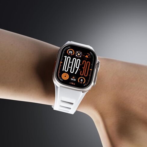 Sports Liquid Silicone Strap with Butterfly Buckle for Iwatch Series 9/8/7/6/5/4/3/2/1/SE,Ultra 2/Ultra 49mm 45mm 44mm 42mm,Luxury Mens Watch Band for Apple Watch (42mm/44mm/45mm/49mm, White) in Saudi Arabia