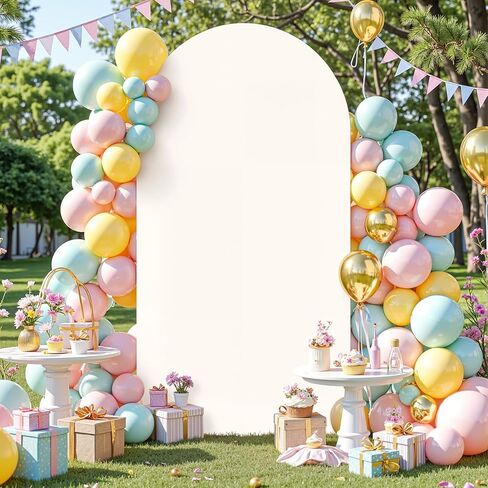 6.6FT Yellow Wedding Arch Backdrop Cover Spandex Fitted Arch Covers Stretchy Backdrop Round Top Chiara Backdrop Cover for Birthday Party Ceremony Banquet Decoration in Kuwait