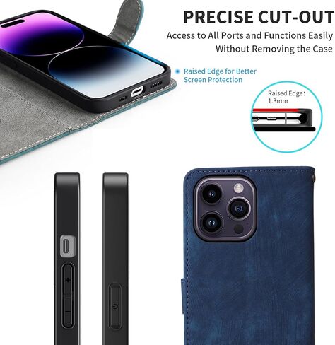 ل Nokia HMD Skyline Wallet Phone Case مع واقي الشاشة [RFID حظر] حامل بطاقة الوجه الجلدي Kickstand Strap Women Men Men Plocking Case for Nokia Skyline HMD Sky Line 5G Blue in Kuwait