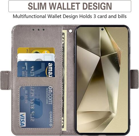 حالة الهاتف ASUWISH لـ Samsung Galaxy S24 Ultra 5G مع واقي شاشة زجاجي مقسّرات وجلد من جلد الزهرة ، غطاء الائتمان ، ملحقات خلية بطاقة الائتمان S24ULTRA 24S S 24 24ULTRA النساء الرمادي in Kuwait
