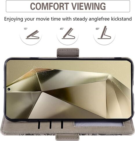 حالة الهاتف ASUWISH لـ Samsung Galaxy S24 Ultra 5G مع واقي شاشة زجاجي مقسّرات وجلد من جلد الزهرة ، غطاء الائتمان ، ملحقات خلية بطاقة الائتمان S24ULTRA 24S S 24 24ULTRA النساء الرمادي in Kuwait