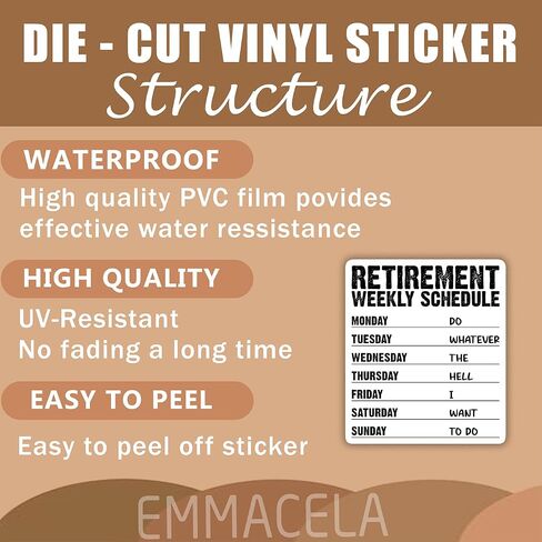 (3PCS) Retirement Weekly Schedule Sticker, Funny Retirement Stickers - Waterproof Vinyl Decals for Laptop, Tumbler, Water Bottle, Scrapbook, Gift for Grandpa, Grandma Size 3" x 2.7 " in Saudi Arabia