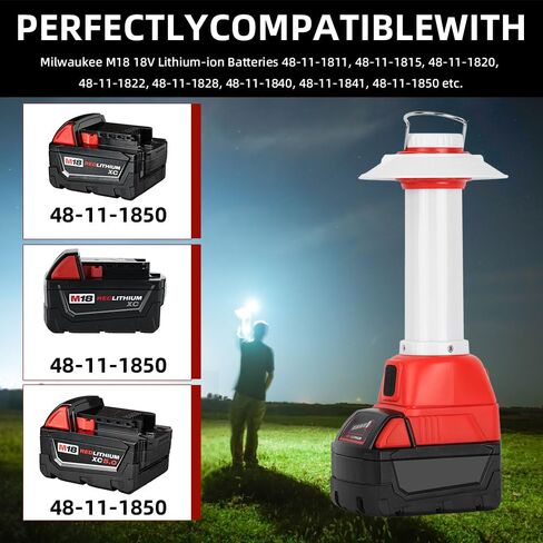 8w 800lm Lantern for Milwaukee 18V M18 Li-ion Outdoor Camping Lantern مع Hook ، OUTB & Type-C ، ضوء الطوارئ ، مثالي للتخييم ، المشي لمسافات طويلة ، والأنشطة الخارجية (أداة فقط) in Saudi Arabia