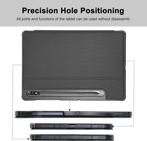 Case for 12.4" Samsung Galaxy Tab S7 FE 5G/S8 Plus/S7 Plus with S Pen Holder, Hard PC Back, Shock Proof Stand Folio Protective Tablet Cover, for Tab S8+ 2022/S7 FE 2021/S7+ 2020 (Black) in Saudi Arabia