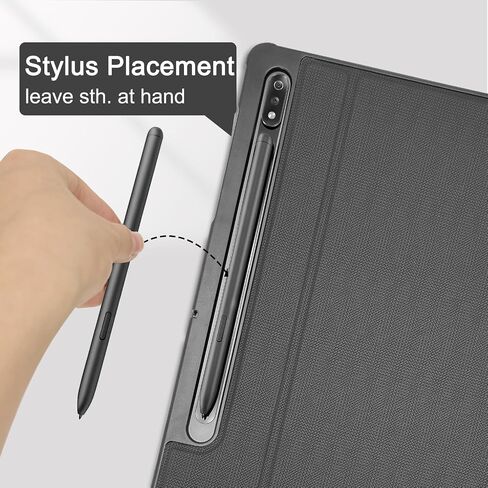 Case for 12.4" Samsung Galaxy Tab S7 FE 5G/S8 Plus/S7 Plus with S Pen Holder, Hard PC Back, Shock Proof Stand Folio Protective Tablet Cover, for Tab S8+ 2022/S7 FE 2021/S7+ 2020 (Black) in Saudi Arabia