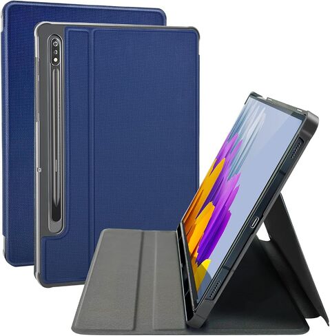 Case for 12.4" Samsung Galaxy Tab S7 FE 5G/S8 Plus/S7 Plus with S Pen Holder, Hard PC Back, Shock Proof Stand Folio Protective Tablet Cover, for Tab S8+ 2022/S7 FE 2021/S7+ 2020 (Black) in Saudi Arabia