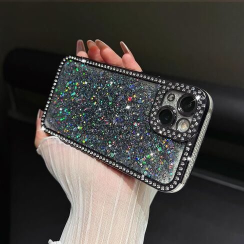 Fabspark Case لـ iPhone 16 Pro Max ، Glitter Crystal Diamond Rhinestons Sequin Bling Bling Sparkly Luckury Luxury Case ، الحماية الكاملة الجمالية اللطيفة لـ iPhone 16 Pro Max ، Pink in Kuwait