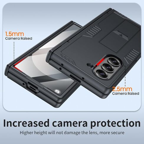 for Samsung Galaxy Z Fold 6 Case & Stand, [Hinge Protection & Built-in Tempered Screen Protector] Full Body Heavy Duty Shockproof Slim Wireless Charging Case for Galaxy Z Fold 6 (Blue) in Saudi Arabia