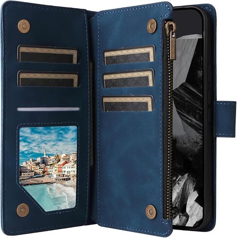 LBYZCASE Phone Case for Google Pixel 9/Pixel 9 Pro 5G 2024 with RFID Blocking Credit Card Holder and Wrist Strap,Flip Folio Leather Wallet Protective Cover for Pixel 9 Pro,Wine Red in Saudi Arabia