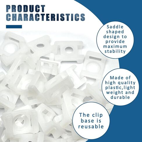 100 pcs 6mm/0.24in الكابل zip tie tide typle قاعدة قاعدة ، مقاطع الكابلات السلك المشابك ، مقاطع الأسلاك مرساة الإدارة (أبيض) in Kuwait
