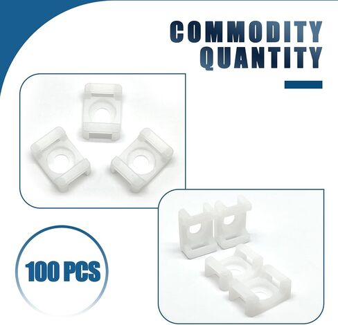 100 pcs 6mm/0.24in الكابل zip tie tide typle قاعدة قاعدة ، مقاطع الكابلات السلك المشابك ، مقاطع الأسلاك مرساة الإدارة (أبيض) in Kuwait