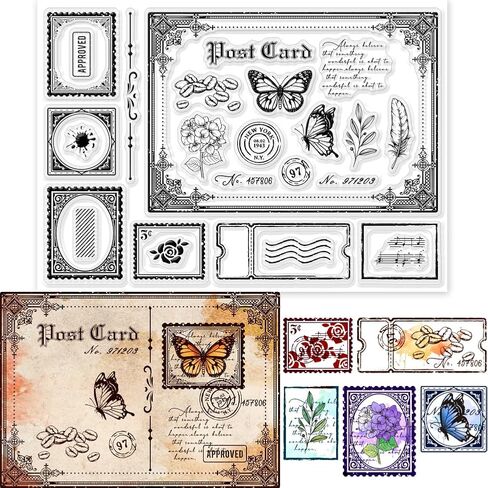 GLOBLELAND Vintage Travel Tickets Clear Stamps for Cards Making Retro Journey Postage Clear Stamp Seals 5.83x8.27inch Transparent Stamps for DIY Scrapbooking Photo Album Journal Home Decoration in Saudi Arabia