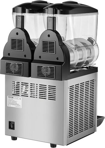 VEVOR Commercial Slushy Machine, 15Lx2 Tank Margarita Maker, 1000W Stainless Steel Smoothie Frozen Drink Maker for Supermarkets Cafés Restaurants Bars Home Use in Saudi Arabia