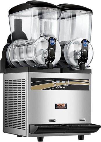VEVOR Commercial Slushy Machine, 15Lx2 Tank Margarita Maker, 1000W Stainless Steel Smoothie Frozen Drink Maker for Supermarkets Cafés Restaurants Bars Home Use in Saudi Arabia