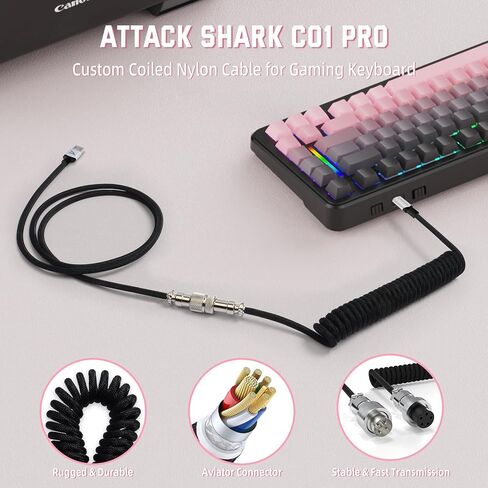 الهجوم Shark M86 75 ٪ لوحة مفاتيح مخصصة للألعاب الميكانيكية ، وجبل حشيش ، وسخرية قابلة للتبديل ، ومضاءة خلفية RGB ، ومفاتيح مسبقة ما قبل ، ومفاتيح مفاتيح PBT المطبوعة الجانبية ، 5.0 BT/2.4G لوحة مفاتيح سلكية لاسلكية/Type-C مع كابل ملفوف in Kuwait