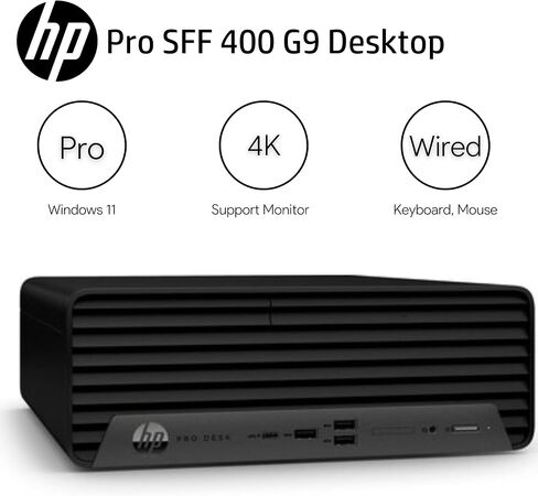HP Compact Core-i5 Business Desktop • 32GB RAM • 1TB SSD | ProDesk 400 G9 Small Form Factor, External, Support 4K, Type-C, RJ-45, Wired Keyboard and Mouse, Windows 11 Pro in Kuwait