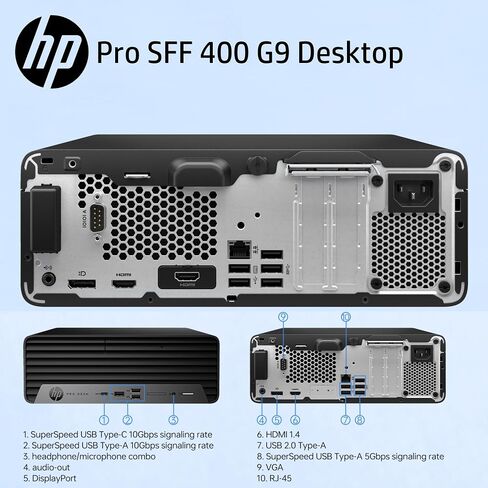 HP Compact Core-i5 Business Desktop • 32GB RAM • 1TB SSD | ProDesk 400 G9 Small Form Factor, External, Support 4K, Type-C, RJ-45, Wired Keyboard and Mouse, Windows 11 Pro in Kuwait