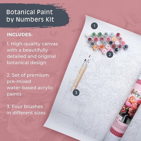 Pink Picasso Kits Botanical Floral Paint by Number for Adults | DIY Canvas Painting Kits Color by Numbers As Seen On Shark Tank | Dahlia Delight 16x20 - Paint Kit Set in Saudi Arabia
