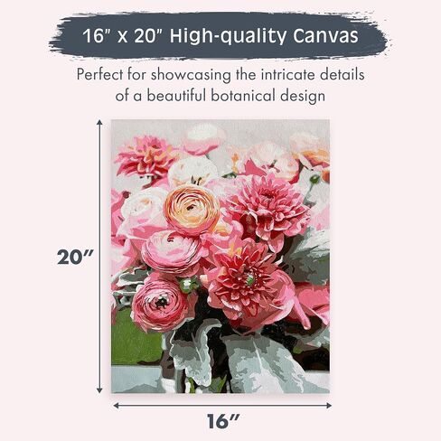 Pink Picasso Kits Botanical Floral Paint by Number for Adults | DIY Canvas Painting Kits Color by Numbers As Seen On Shark Tank | Dahlia Delight 16x20 - Paint Kit Set in Saudi Arabia